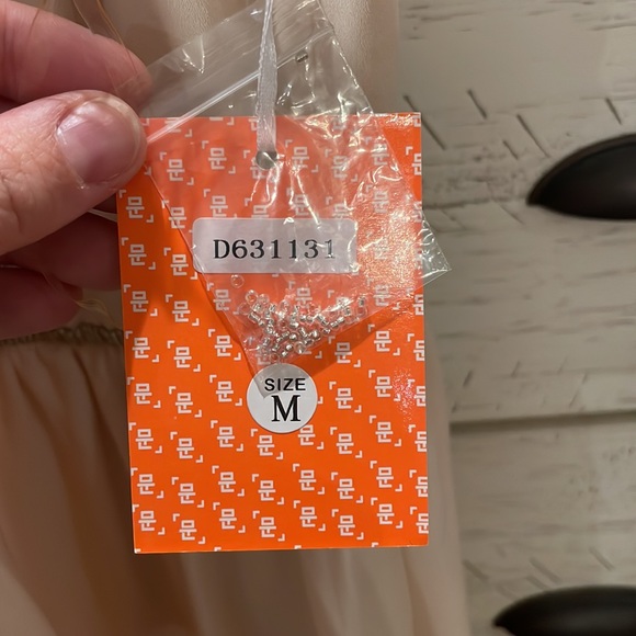 Beaded neckline blush dress - Picture 3 of 5